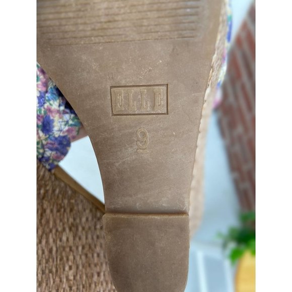 ELLE Floral Woven Backless Wedge Sandals - Picture 7 of 7